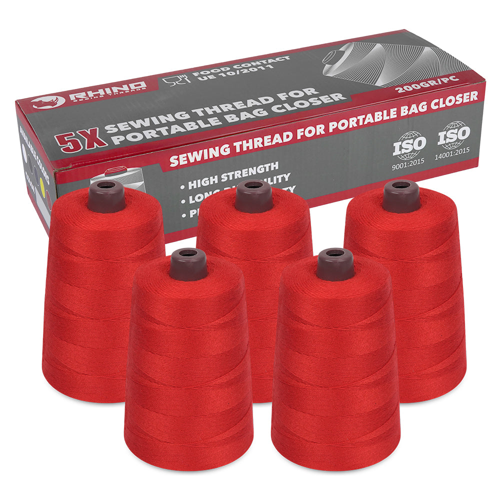 RHINO Pack de 5 Bobinas de Hilo para Máquina de Coser Sacos