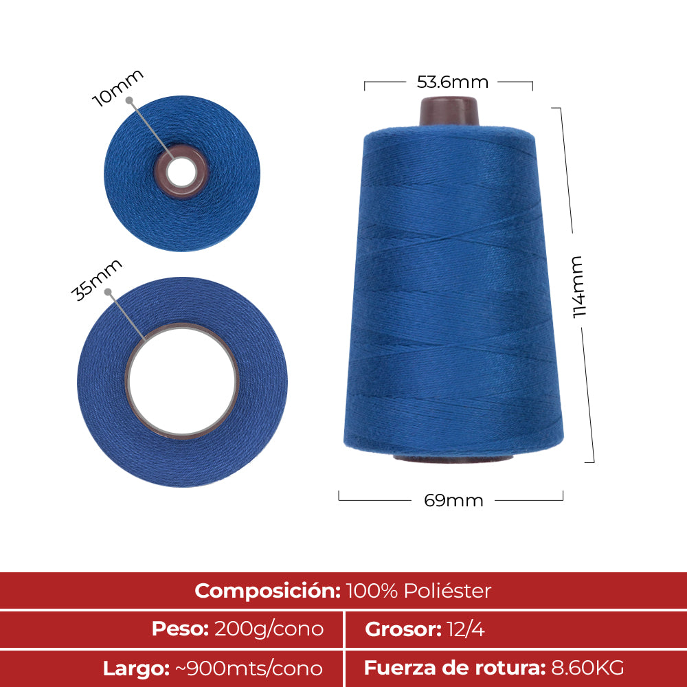 RHINO Pack de 5 Bobinas de Hilo para Máquina de Coser Sacos