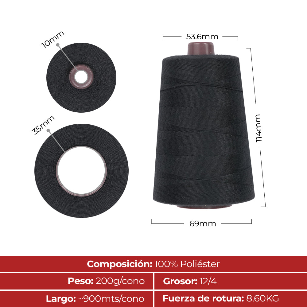 RHINO Pack de 5 Bobinas de Hilo para Máquina de Coser Sacos