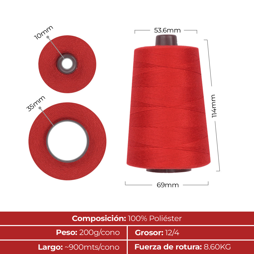 RHINO Pack de 5 Bobinas de Hilo para Máquina de Coser Sacos