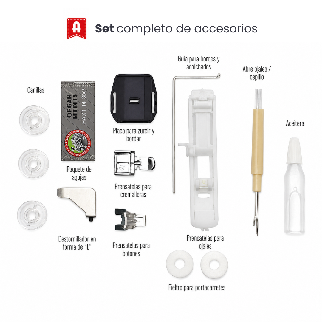 Set completo de accesorios máquina de coser Alfa Practik 9