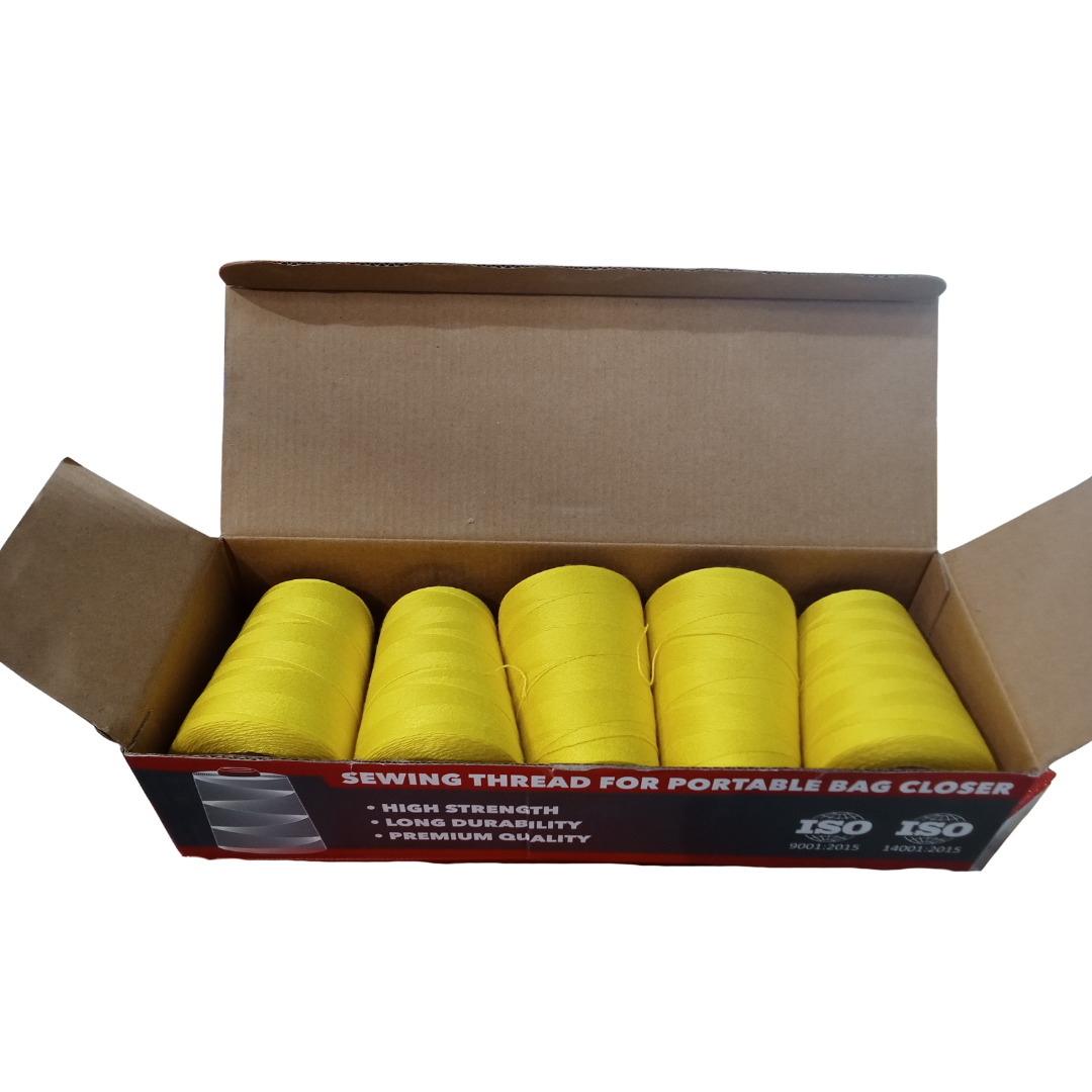 RHINO Pack de 5 Bobinas de Hilo para Máquina de Coser Sacos Color Amarillo (OUTLET)