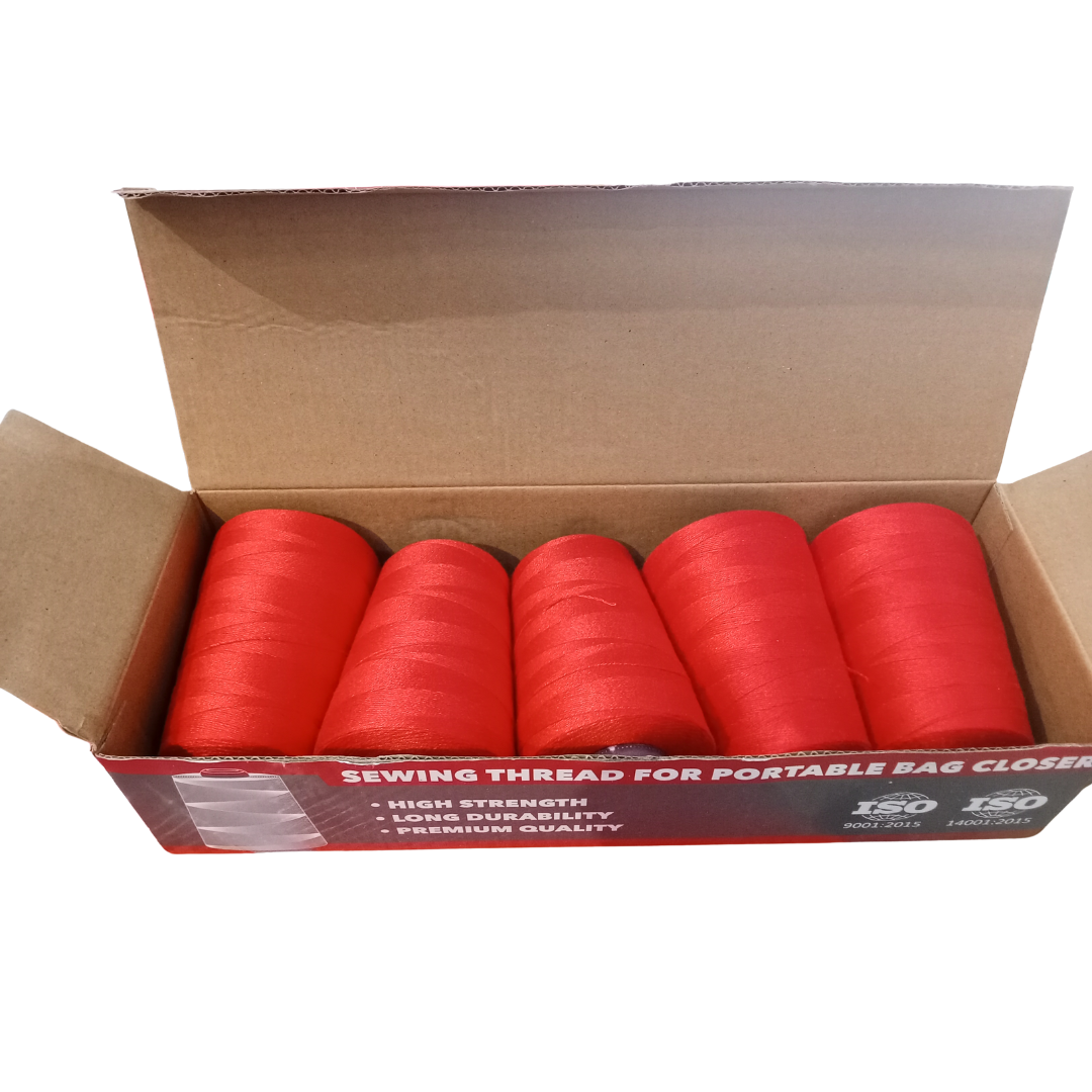 RHINO Pack de 5 Bobinas de Hilo para Máquina de Coser Sacos Color Rojo (OUTLET)