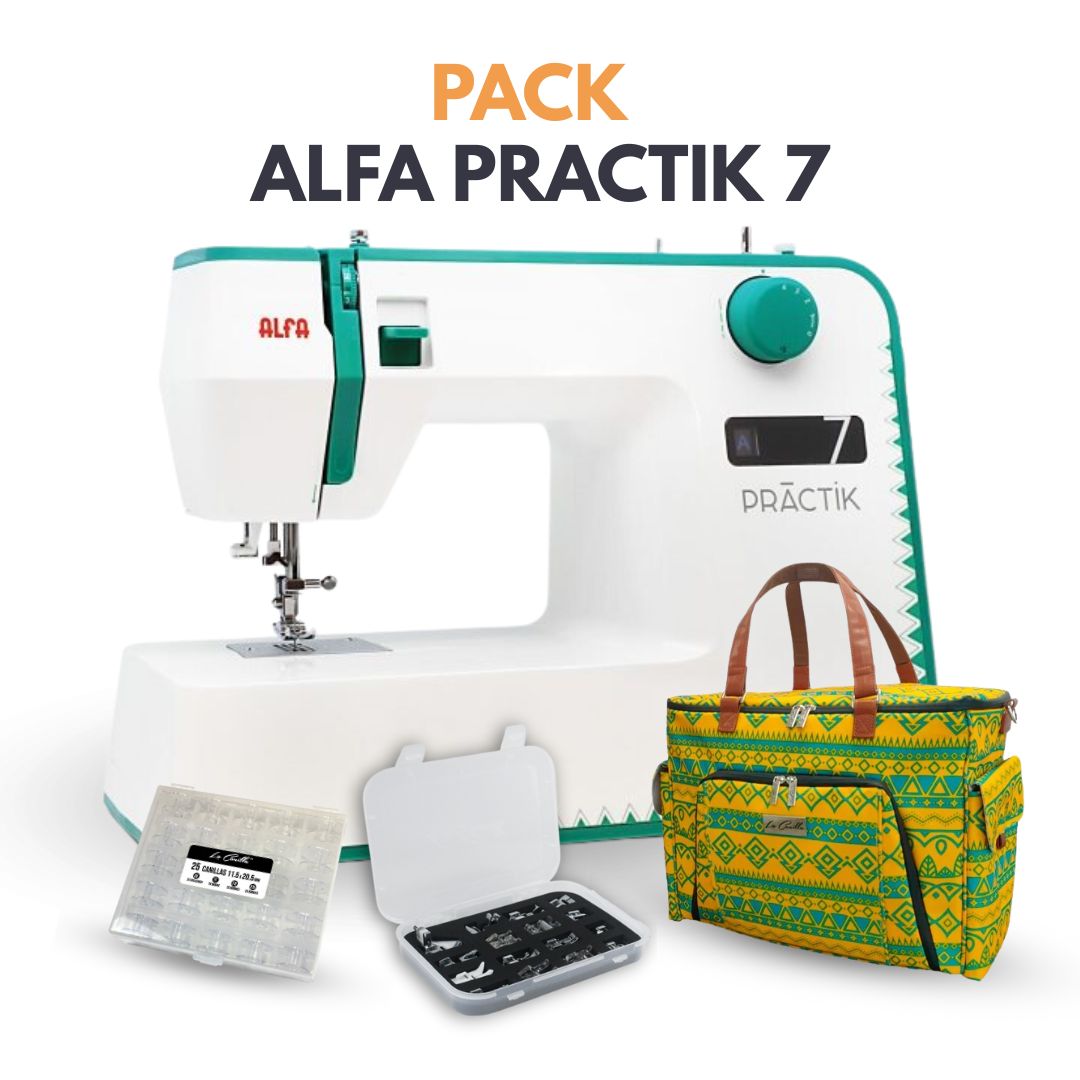 ALFA PRACTIK 7 + PACK CANILLAS + KIT 16 PRENSATELAS + TOTE BAG LA CANILLA