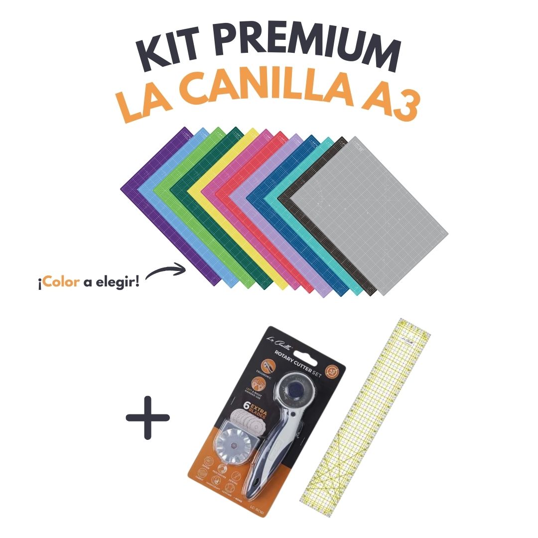 KIT PREMIUM Base de corte A3 + Regla de Patchwork + Set Cútter Rotativo
