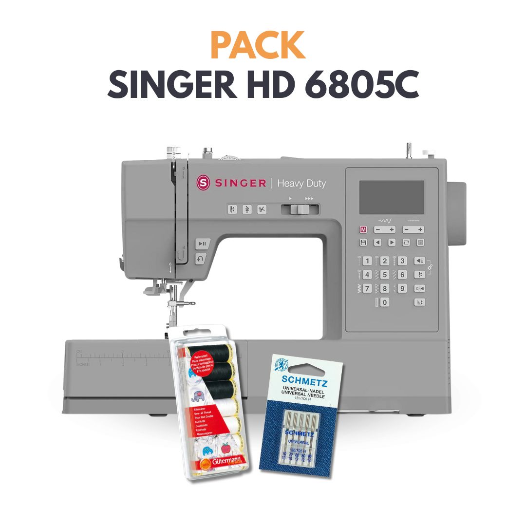 SINGER HD 6805C + Set Agujas Universales + Kit Coselotodo Gütermann