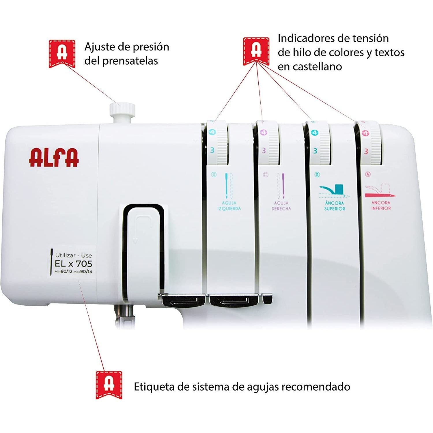 Máquina de coser doméstica Alfa 8707+
