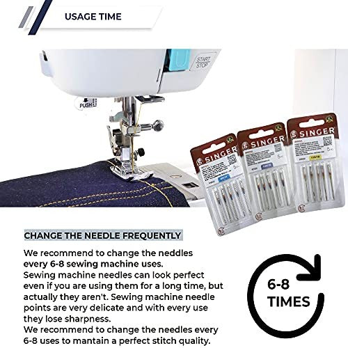 Pack 10 Agujas Singer 2020, 70-80-90-100 + 10 Canillas de Plástico