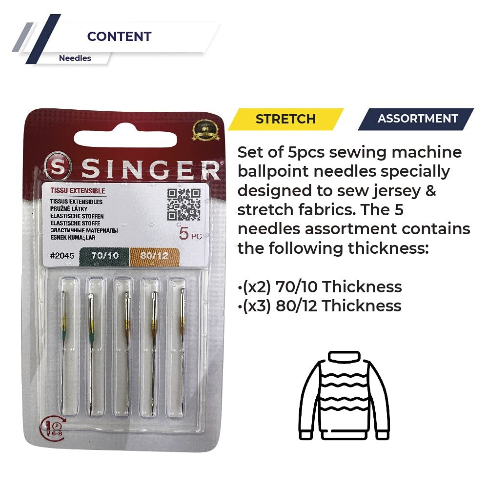 Pack 10 Agujas Singer 2045 70/10 y 80/12 + 10 Canillas de Plástico