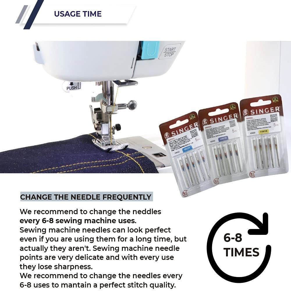 Pack 10 Agujas Singer 2045 70/10 y 80/12 + 10 Canillas de Plástico