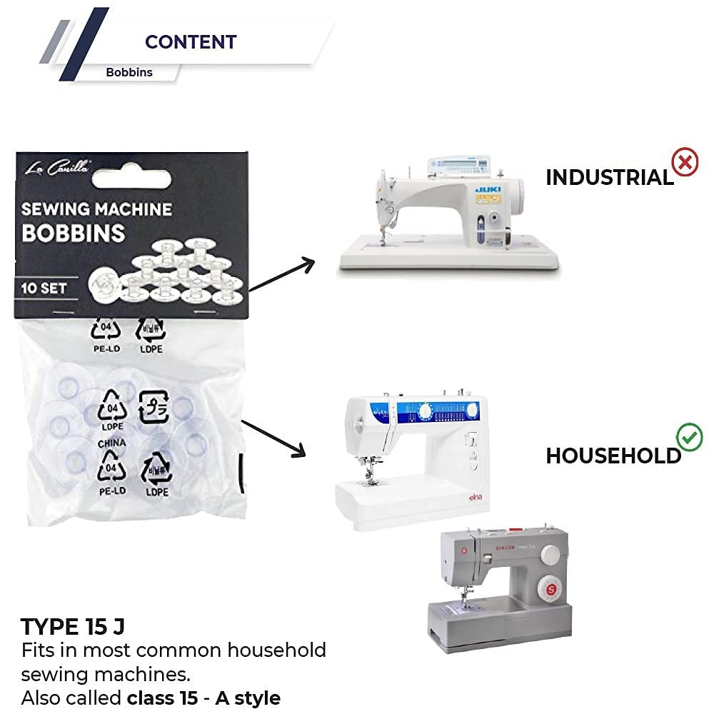 Pack 10 Agujas Singer 2045 70/10 y 80/12 + 10 Canillas de Plástico