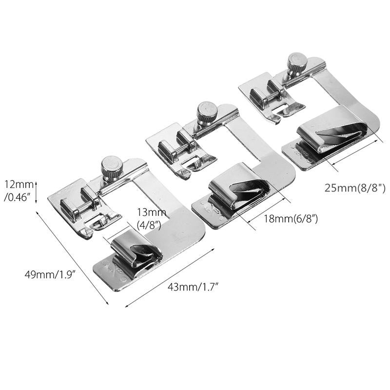 Kit 3 Prensatelas de dobladillo