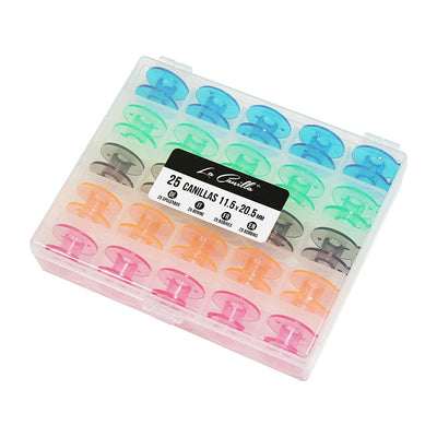 Caja con 25 canillas de colores