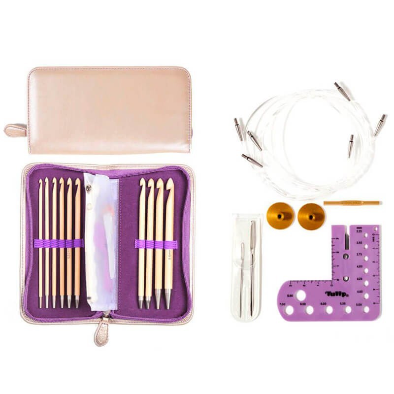 Kit de agujas de ganchillo tunecinos de bambú intercambiables