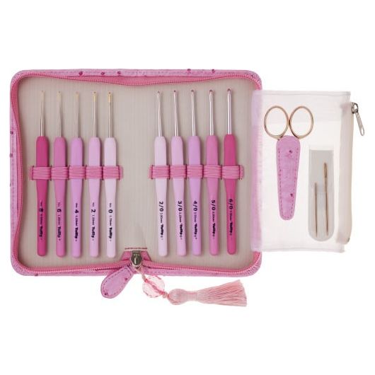 Set de agujas de ganchillo ETIMO rosa de acero