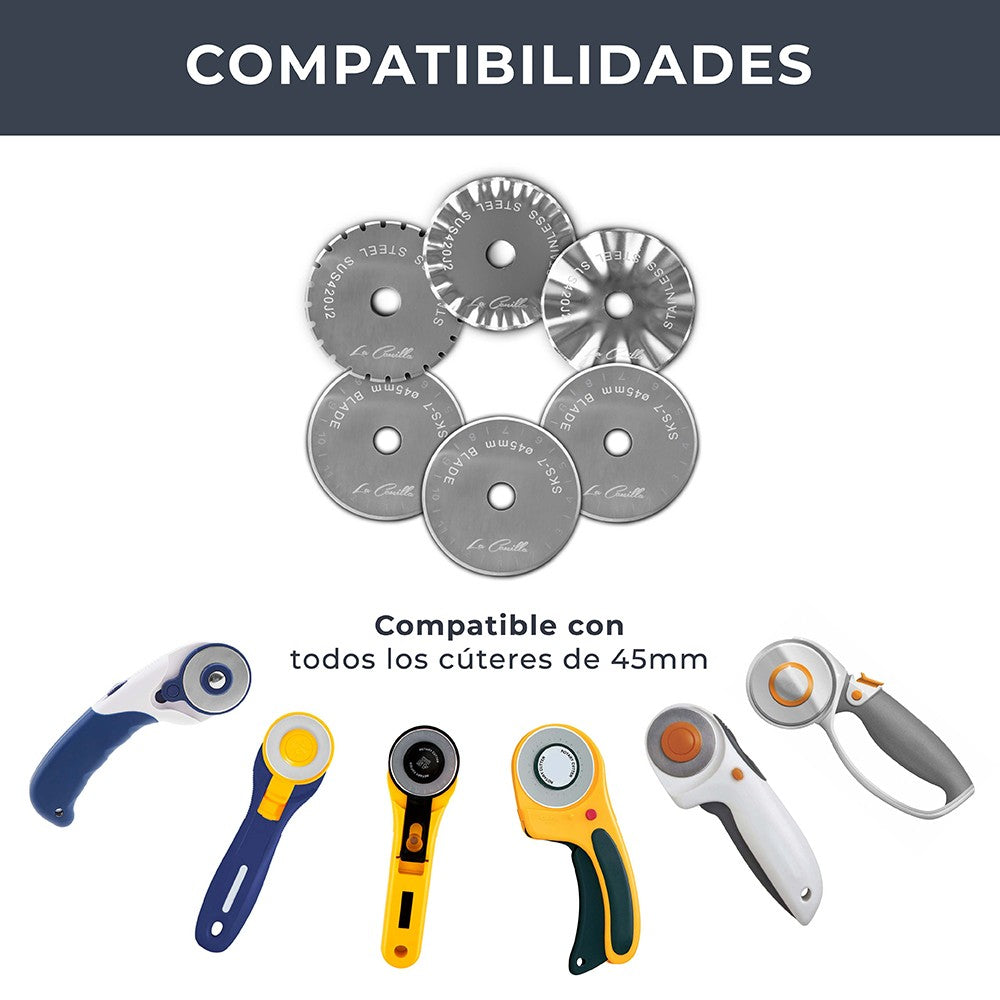 Set de 6 Cuchillas Ø45mm para Cutter Rotativo