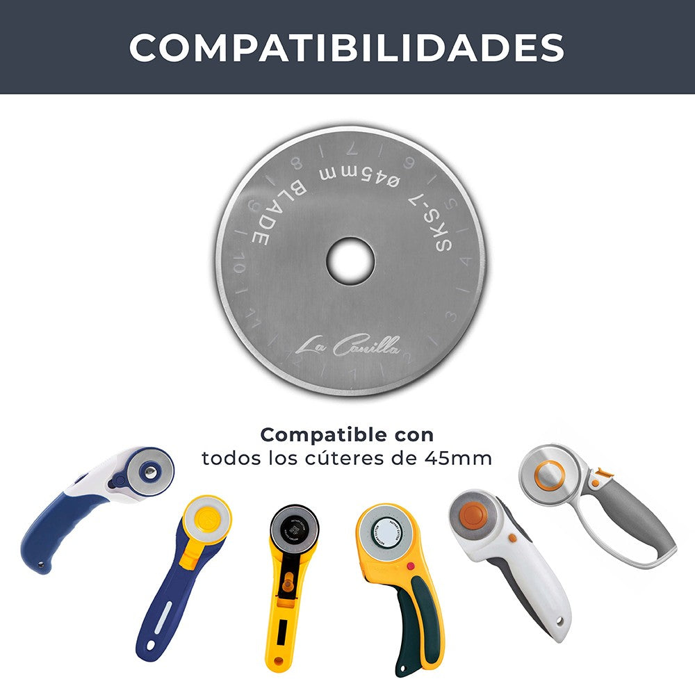 Set de 10 Cuchillas Rectas Ø45mm para Cutter Rotativo