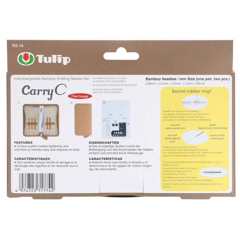 Set de Agujas Intercambiables de Bamboo CarryC "Fine Gauge"